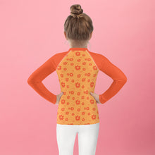 Load image into Gallery viewer, SUCCESS WIRE Power Flower Orange Rose Rash Guard for Little Girls (2T-7)
