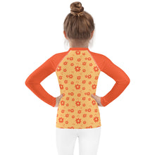 Load image into Gallery viewer, SUCCESS WIRE Power Flower Chardonnay Orange Rash Guard for Little Girls (2T-7)