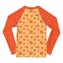 Load image into Gallery viewer, SUCCESS WIRE Power Flower Chardonnay Orange Rash Guard for Little Girls (2T-7)