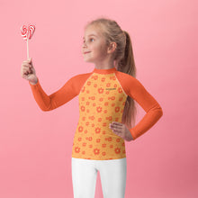 Load image into Gallery viewer, SUCCESS WIRE Power Flower Orange Rose Rash Guard for Little Girls (2T-7)