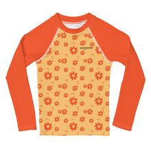 Load image into Gallery viewer, SUCCESS WIRE Power Flower Chardonnay Orange Rash Guard for Little Girls (2T-7)