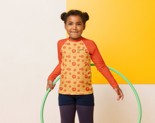 Load image into Gallery viewer, SUCCESS WIRE Power Flower Chardonnay Orange Rash Guard for Little Girls (2T-7)
