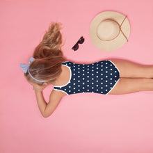 Load image into Gallery viewer, SUCCESS WIRE Navy Polka Dot Swimsuit for Little Girls (2T-7)