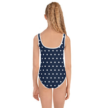 Load image into Gallery viewer, SUCCESS WIRE Navy Polka Dot Swimsuit for Little Girls (2T-7)