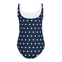 Load image into Gallery viewer, SUCCESS WIRE Navy Polka Dot Swimsuit for Little Girls (2T-7)