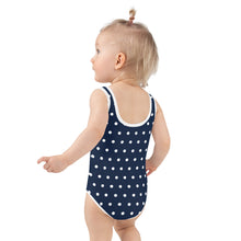 Load image into Gallery viewer, SUCCESS WIRE Navy Polka Dot Swimsuit for Little Girls (2T-7)