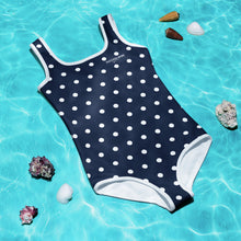 Load image into Gallery viewer, SUCCESS WIRE Navy Polka Dot Swimsuit for Little Girls (2T-7)