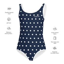 Load image into Gallery viewer, SUCCESS WIRE Navy Polka Dot Swimsuit for Little Girls (2T-7)