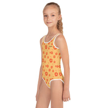 Load image into Gallery viewer, SUCCESS WIRE Power Flower Chardonnay Orange Swimsuit for Little Girls (2T-7)