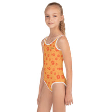 Load image into Gallery viewer, SUCCESS WIRE Power Flower Orange Rose Swimsuit for Little Girls (2T-7)