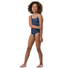 Load image into Gallery viewer, SUCCESS WIRE Navy Polka Dot Swimsuit for Little Girls (2T-7)