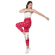 Load image into Gallery viewer, SUCCESS WIRE Crimson Red Playful Hearts High-Waisted Leggings for Women
