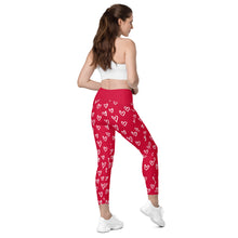 Load image into Gallery viewer, SUCCESS WIRE Crimson Red Playful Hearts High-Waisted Leggings for Women