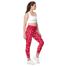 Load image into Gallery viewer, SUCCESS WIRE Crimson Red Playful Hearts High-Waisted Leggings for Women