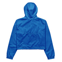 Load image into Gallery viewer, SUCCESS WIRE Dazzling Blue Electric Cropped Windbreaker for Women (Black Logo)