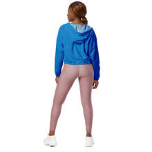 Load image into Gallery viewer, SUCCESS WIRE Dazzling Blue Electric Cropped Windbreaker for Women (Black Logo)