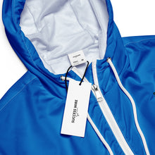 Load image into Gallery viewer, SUCCESS WIRE Dazzling Blue Electric Cropped Windbreaker for Women (Black Logo)