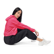 Load image into Gallery viewer, SUCCESS WIRE Pretty in Pink Passion Cropped Windbreaker for Women (White Logo)