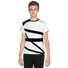 Load image into Gallery viewer, SUCCESS WIRE Abstract Black and White Crew Neck Unisex T-shirt for Big Kids (8-20)