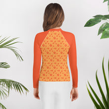 Load image into Gallery viewer, SUCCESS WIRE Power Flower Orange Rose Rash Guard for Big Girls (8-20)