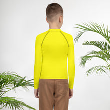 Load image into Gallery viewer, SUCCESS WIRE Unisex Bright Yellow Rash Guard for Big Kids (8-20)