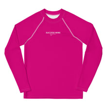 Load image into Gallery viewer, SUCCESS WIRE Medium Violet Red with White Logo Rash Guard for Big Girls (8-20)