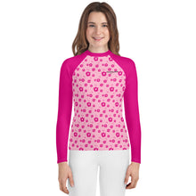 Load image into Gallery viewer, SUCCESS WIRE Power Flower Pink Rash Guard for Big Girls (8-20)