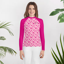 Load image into Gallery viewer, SUCCESS WIRE Power Flower Pink Rash Guard for Big Girls (8-20)