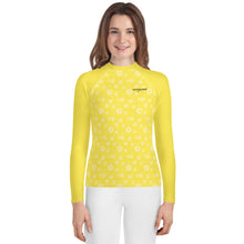 Load image into Gallery viewer, SUCCESS WIRE Power Flower Yellow Rash Guard for Big Girls (8-20)