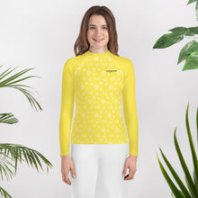 Load image into Gallery viewer, SUCCESS WIRE Power Flower Yellow Rash Guard for Big Girls (8-20)