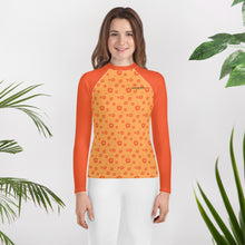 Load image into Gallery viewer, SUCCESS WIRE Power Flower Orange Rose Rash Guard for Big Girls (8-20)