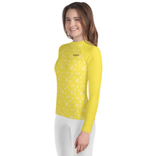 Load image into Gallery viewer, SUCCESS WIRE Power Flower Yellow Rash Guard for Big Girls (8-20)