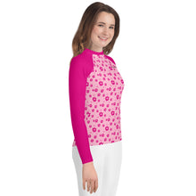 Load image into Gallery viewer, SUCCESS WIRE Power Flower Pink Rash Guard for Big Girls (8-20)
