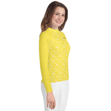 Load image into Gallery viewer, SUCCESS WIRE Power Flower Yellow Rash Guard for Big Girls (8-20)