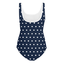 Load image into Gallery viewer, SUCCESS WIRE Navy Polka Dot Swimsuit for Big Girls (8-20)