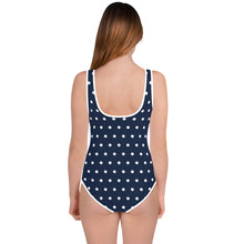 Load image into Gallery viewer, SUCCESS WIRE Navy Polka Dot Swimsuit for Big Girls (8-20)
