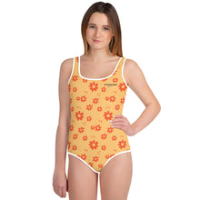 Load image into Gallery viewer, SUCCESS WIRE Power Flower Chardonnay Orange Swimsuit for Big Girls (8-20)