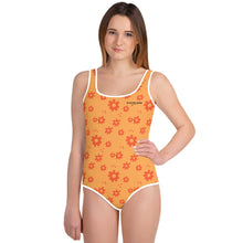 Load image into Gallery viewer, SUCCESS WIRE Power Flower Orange Rose Swimsuit for Big Girls (8-20)