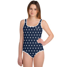 Load image into Gallery viewer, SUCCESS WIRE Navy Polka Dot Swimsuit for Big Girls (8-20)