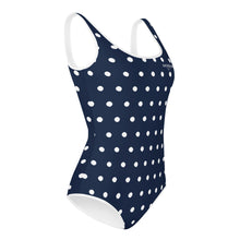 Load image into Gallery viewer, SUCCESS WIRE Navy Polka Dot Swimsuit for Big Girls (8-20)
