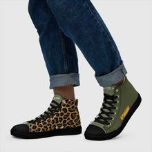 Load image into Gallery viewer, SUCCESS WIRE High Top Leopard Signature Canvas Shoes for Men - Black Sole