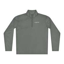 Load image into Gallery viewer, SUCCESS WIRE Gray concrete quarter zip pullover with SUCCESS WIRE Logo on a white background