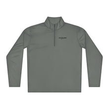 Load image into Gallery viewer, SUCCESS WIRE Grey concrete quarter zip pullover with SUCCESS WIRE logo on a white background