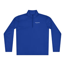 Load image into Gallery viewer, SUCCESS WIRE Royal blue quarter zip pullover with SUCCESS WIRE logo on a white background