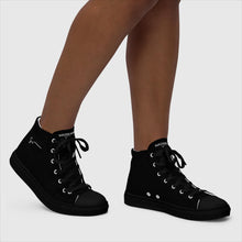 Load image into Gallery viewer, SUCCESS WIRE Signature All Black High Top Canvas Shoes for Women