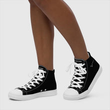 Load image into Gallery viewer, SUCCESS WIRE Signature Black w/White Sole and Laces High Top Canvas Shoes for Women