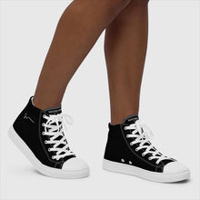 Load image into Gallery viewer, SUCCESS WIRE Signature Black w/White Sole and Laces High Top Canvas Shoes for Women