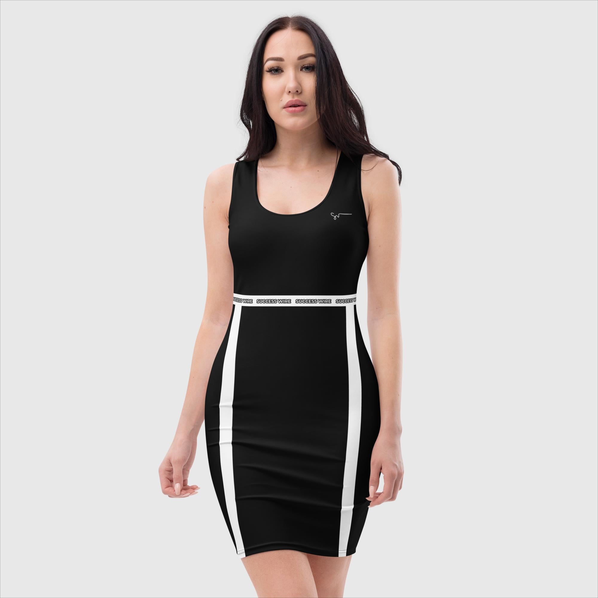 SUCCESS WIRE Black w/White "Emboldened" Fitted Dress for Women