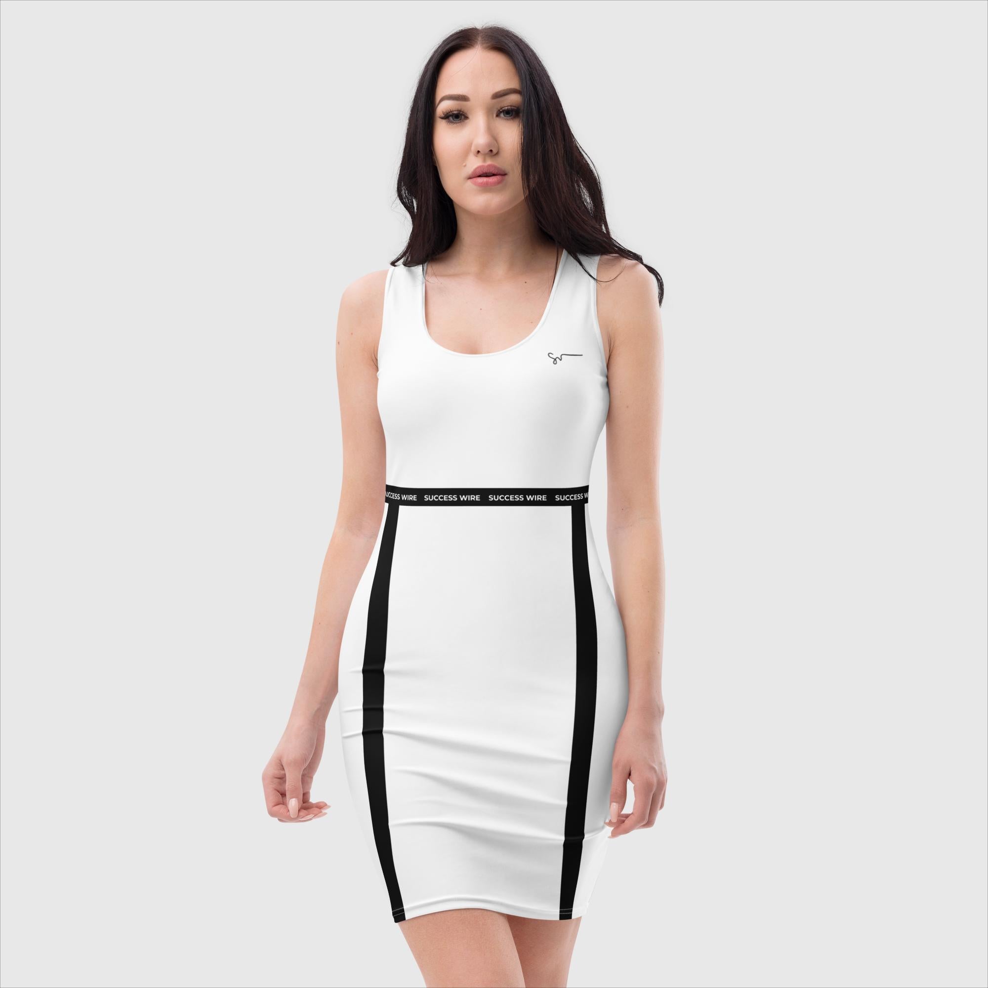 SUCCESS WIRE White w/ Black "Emboldened" Fitted Dress for Women