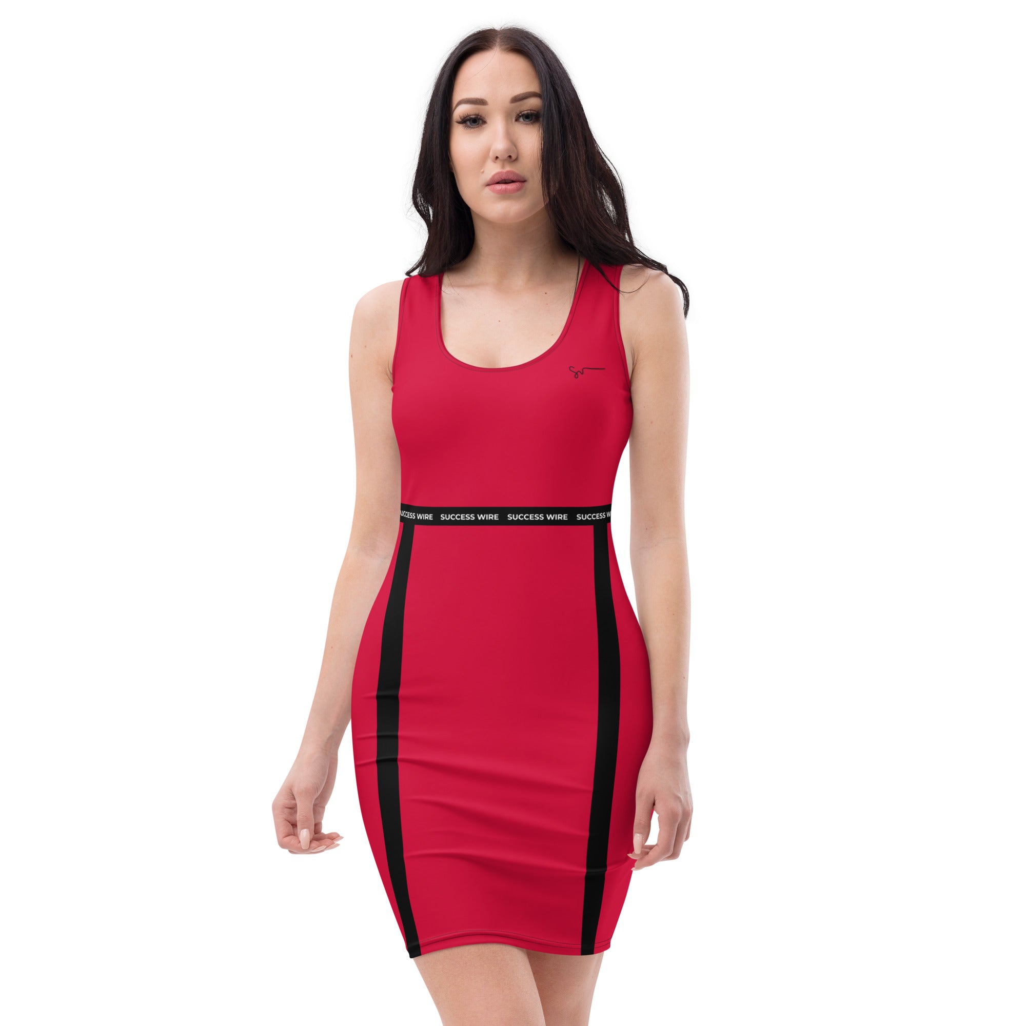 SUCCESS WIRE Crimson Red w/ Black "Emboldened" Fitted Dress for Women